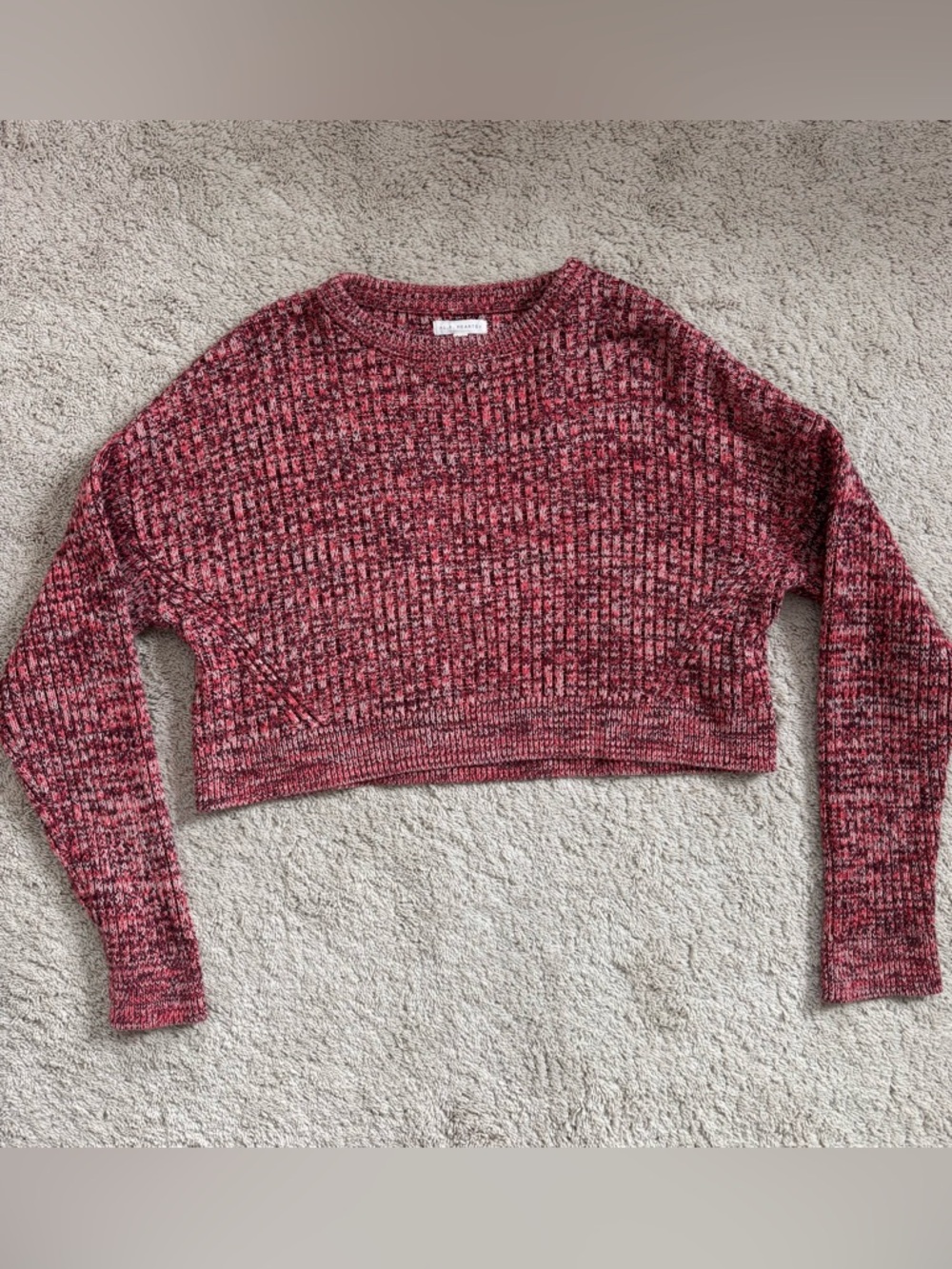 La Hearts Marled Red and Black Knit Top
